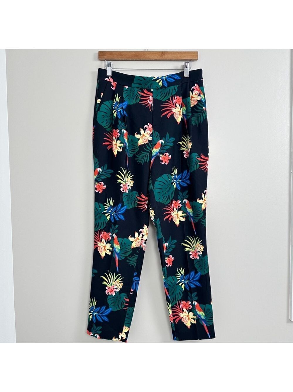 Women's Contemporaine Pants Black Multi Tropical Size 8 - Picture 1 of 10
